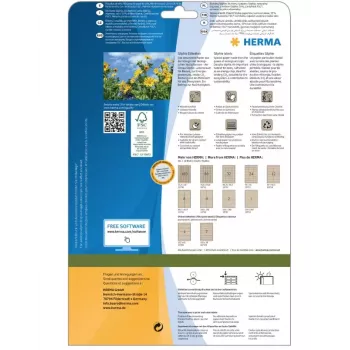 HERMA 10756 lipnūs etikečių lapai, stačiakampiai, nuolatiniai, rudi, 80 vnt.