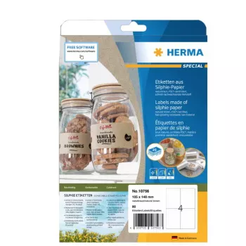 HERMA 10756 lipnūs etikečių lapai, stačiakampiai, nuolatiniai, rudi, 80 vnt.