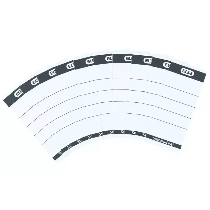 Elba 400087754 etiketės segtuvų nugarėlėms 10 vnt. 5x2,5 cm juoda balta