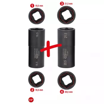 KS Tools 515.0895 veržliarakčių komplektas 1/2 colio pavara, 2 antgaliai