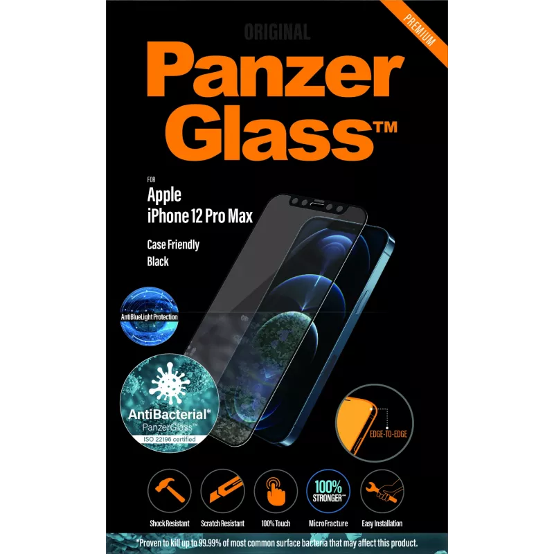 PanzerGlass ® Apsauginis stiklas nuo mėlynos šviesos Apple iPhone 12 Pro Max | Nuo krašto iki krašto