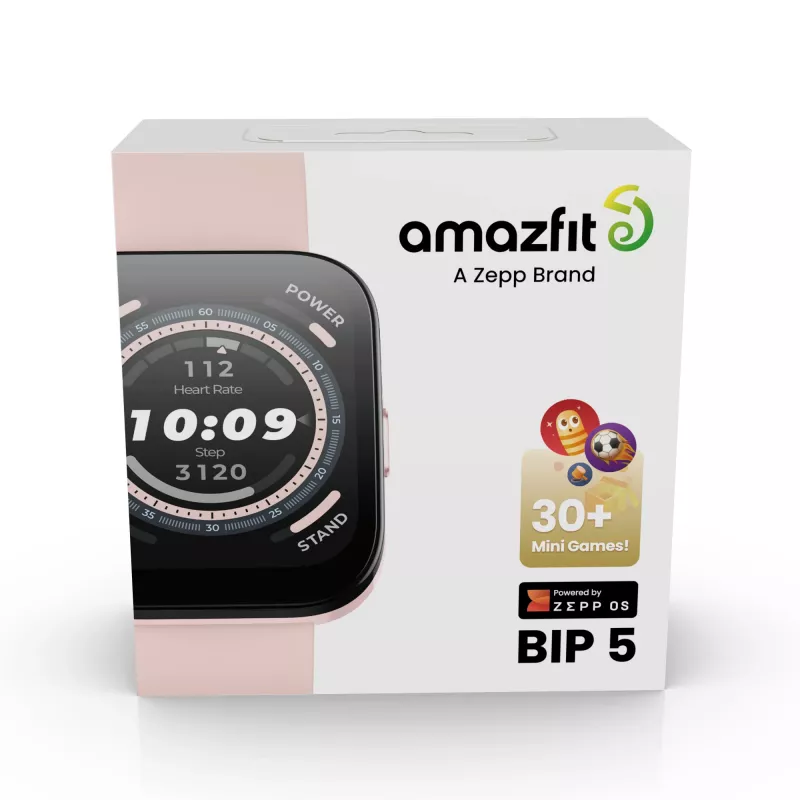 Amazfit Bip 5 4,85 cm (1,91 colio) TFT 45,9 mm Skaitmeninis 320 x 380 pikselių Liečiamas ekranas Rožinis GPS (palydovas)