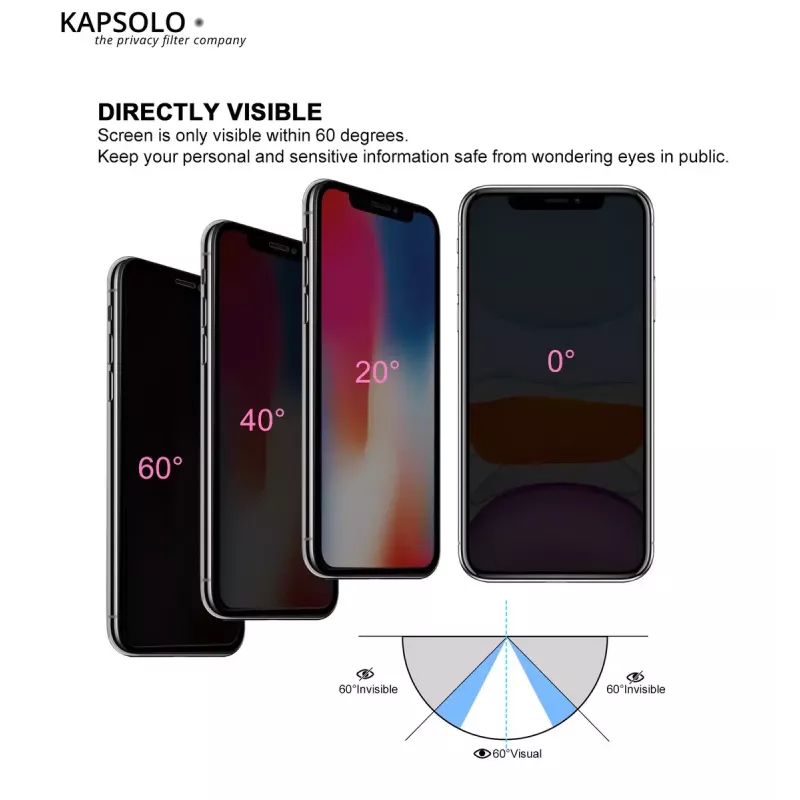 Apsauginis stiklas KAPSOLO Privacy Tempered Glass iPhone X