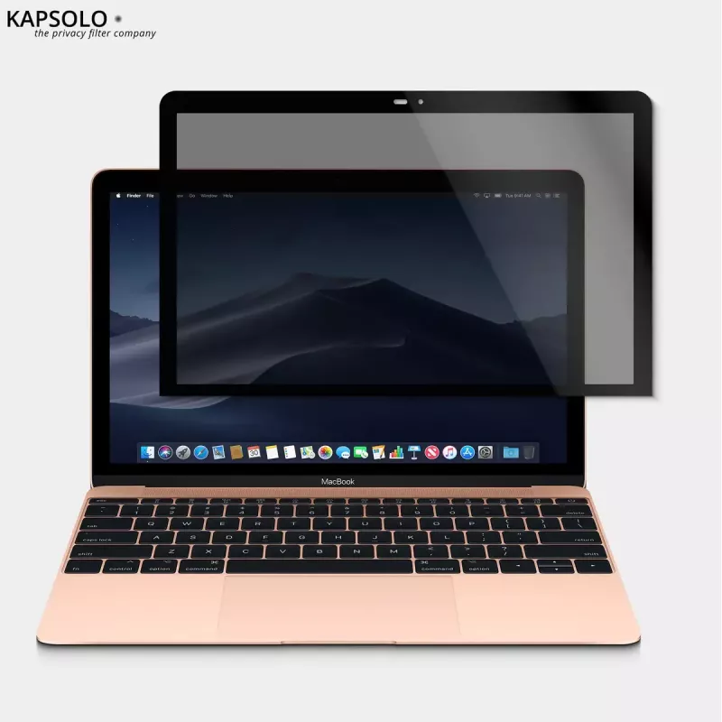 Apsauginis ekrano stiklas KAPSOLO Privacy Magnetic, Apple MacBook Pro 13 (2020), 13 colių, 9H kietumas, 50% šviesos pralaidumas, 30° privatumo kampas