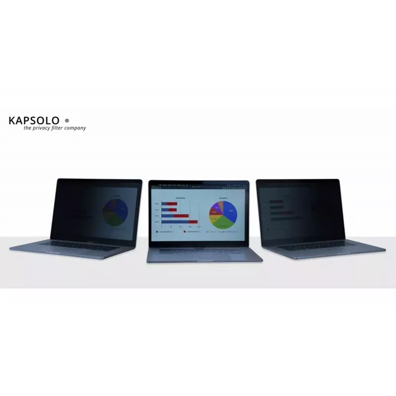Privatumo magnetinis ekrano apsauginis stiklas Kapsolo Apple MacBook Pro 16 inch Retina (2019) — 9H kietumas, 50 % šviesos pralaidumas, 30° privatumo kampas, 40,6 cm