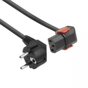 ACT maitinimo laidas IEC LOCK EL449S, CEE 7/7 (kampinis) – C13 IEC Lock (žemyn), 1 m, juodas