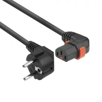 ACT maitinimo laidas su užraktu CEE 7/7 (kampuotas) - C13 IEC Lock (dešinys kampas) juodas 2 m, EL450S