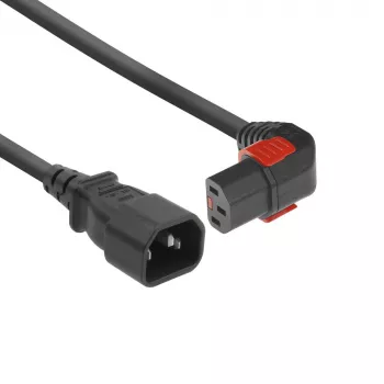 ACT maitinimo laidas su užraktu C14 - C13 IEC Lock (žemyn kampu) juodas 1 m, PC2044