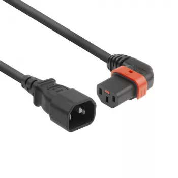 ACT maitinimo laidas C14 - C13 IEC Lock (kairysis kampinis) juodas 1 m, PC2042