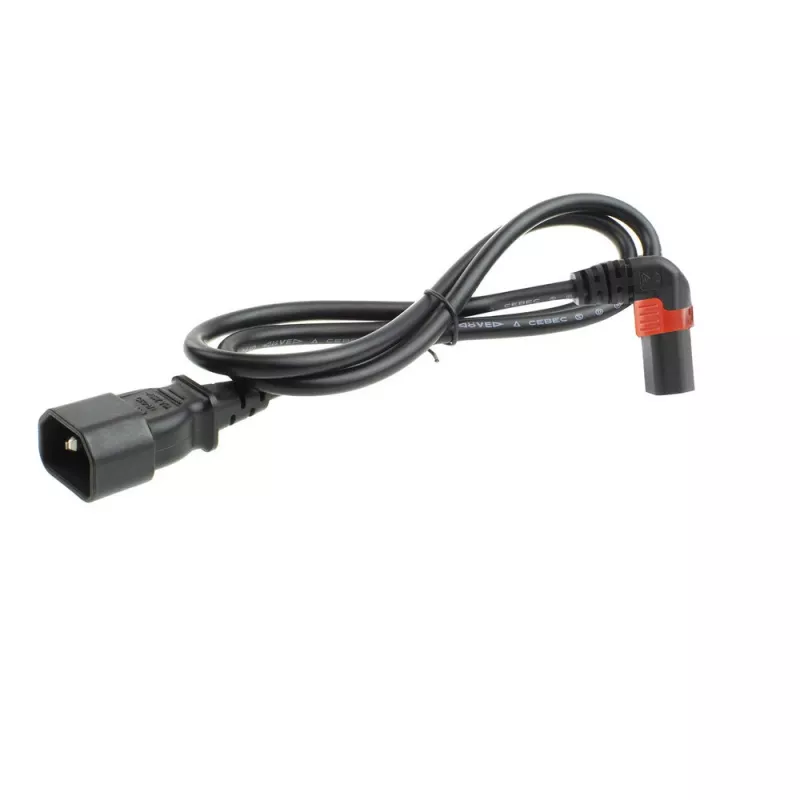 ACT maitinimo laidas su užraktu C14 - C13 IEC Lock (kampuotas aukštyn) juodas 1 m, PC2043