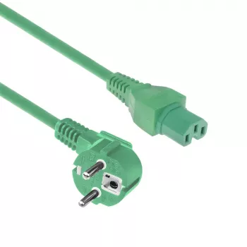 ACT Powercord tinklo laidas CEE 7/7 kištukas (kampuotas) - C15 žalias 1,5 m