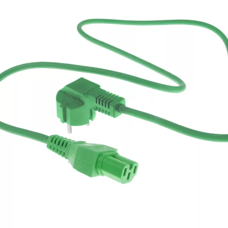 ACT Powercord tinklo laidas CEE 7/7 kištukas (kampuotas) - C15 žalias 1,5 m