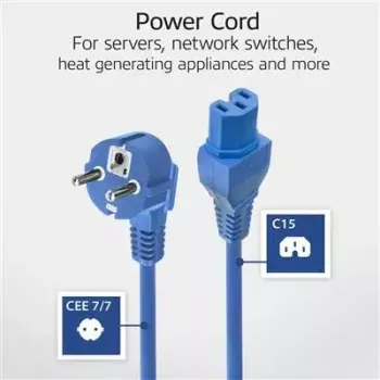 ACT Powercord tinklo laidas CEE 7/7 kištukas (kampuotas) - C15 mėlynas 1 m