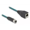 DeLOCK M12 adapterinis kabelis A-koduotas 8 kontaktų moteriškas į RJ45 moterišką 50 cm
