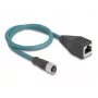 DeLOCK M12 adapterinis kabelis A-koduotas 8 kontaktų moteriškas į RJ45 moterišką 50 cm