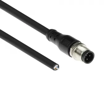 ACT Industrial 5.00 m jutiklio kabelis M12A 4 kontaktų kištukas į laisvą galą Superflex Xtreme TPE, ekranuotas