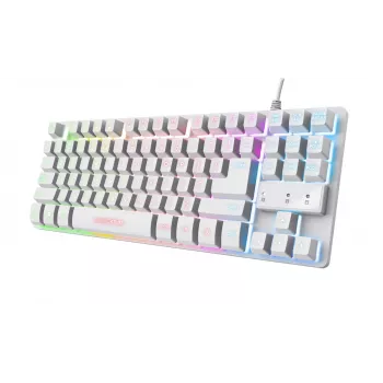 Trust GXT 833W Thado klaviatūra, žaidimų, USB, QWERTZ, balta