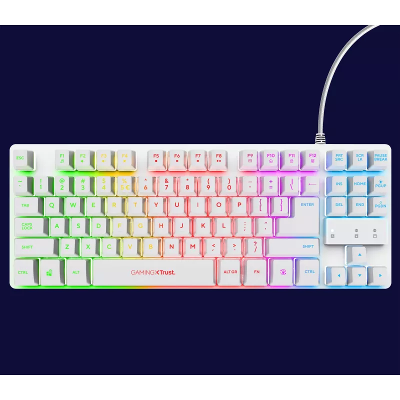Trust GXT 833W Thado klaviatūra, žaidimų, USB, QWERTZ, balta