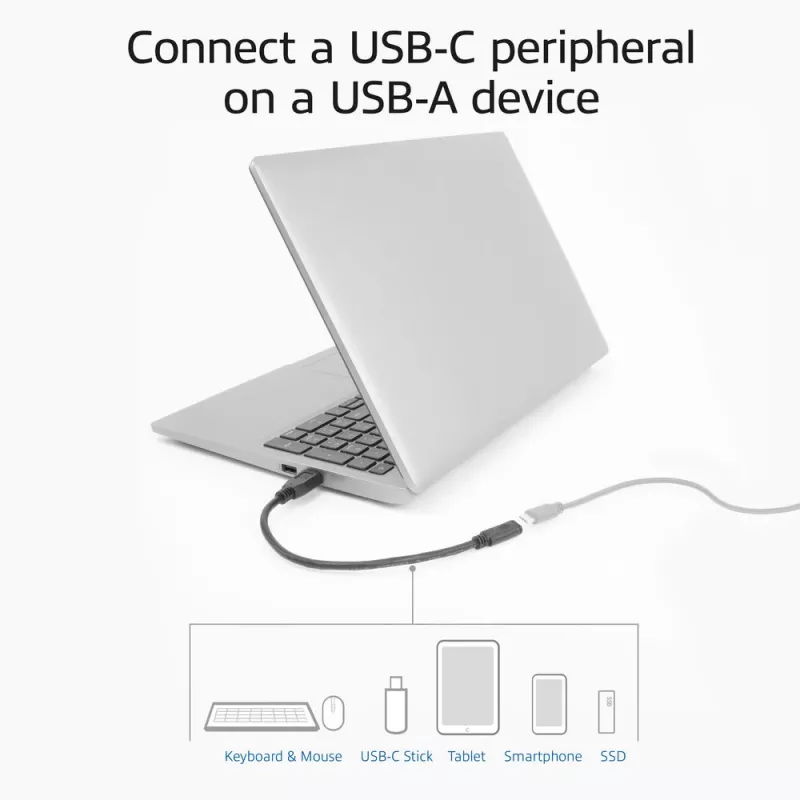 USB adapteris ACT AC7460 USB A (vyriškas) į 24 kontaktų USB-C (moteriška), 20 cm, 5 Gbps