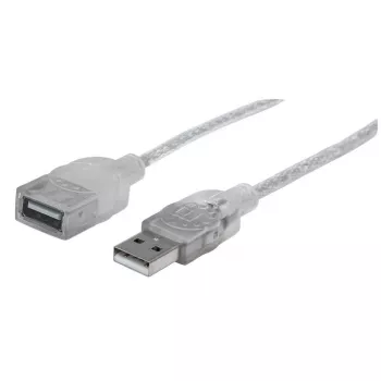 Manhattan USB-A ilginimo kabelis, 1,8 m, kištukas / lizdas, 480 Mbps (USB 2.0), sidabrinis