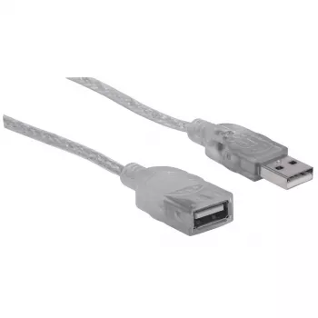 Manhattan USB-A ilginimo kabelis, 1,8 m, kištukas / lizdas, 480 Mbps (USB 2.0), sidabrinis