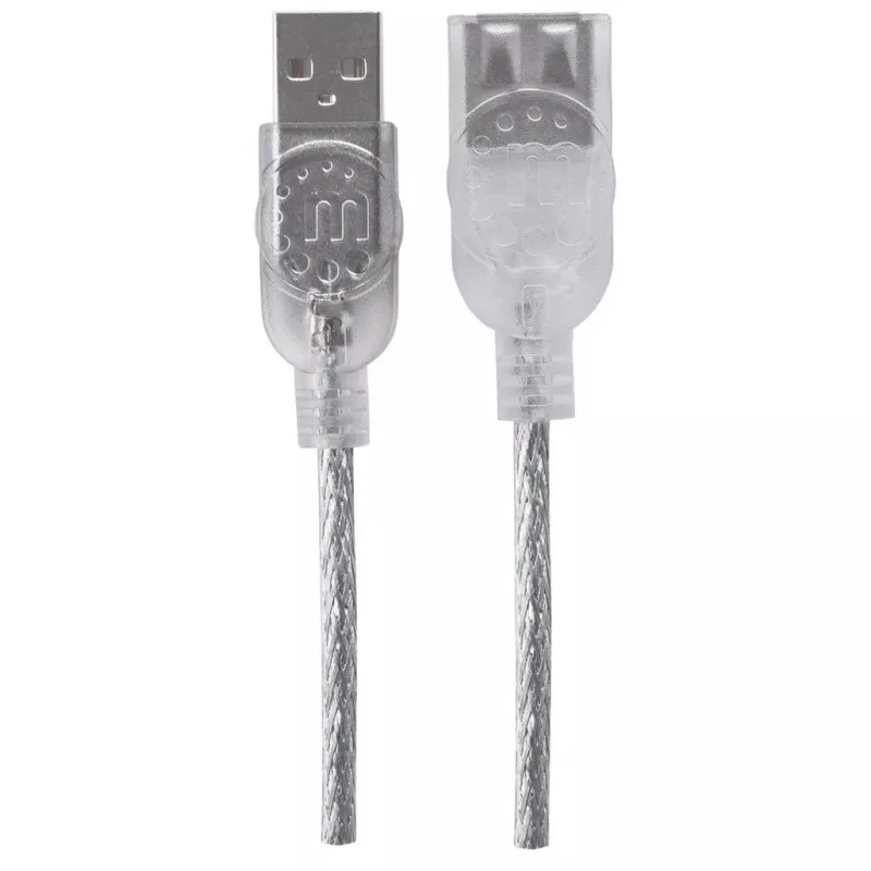 Manhattan USB-A ilginimo kabelis, 1,8 m, kištukas / lizdas, 480 Mbps (USB 2.0), sidabrinis