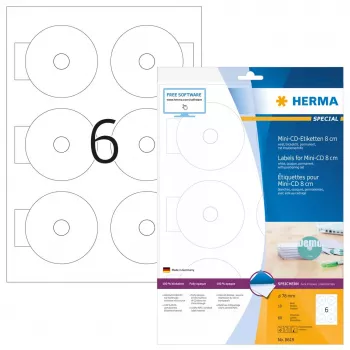 Lipnūs etikečių lapai HERMA CD Mini A4 Ø 78 mm