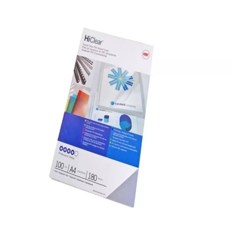 GBC Binding Cover HiClear PVC A4 250 Micron Skaidrus, A4, PVC, Skaidrus, 0,25 mm, 50 vnt.