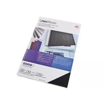 GBC LinenWeave įrišimo viršeliai 250gsm A4 juodi (100 vnt.)