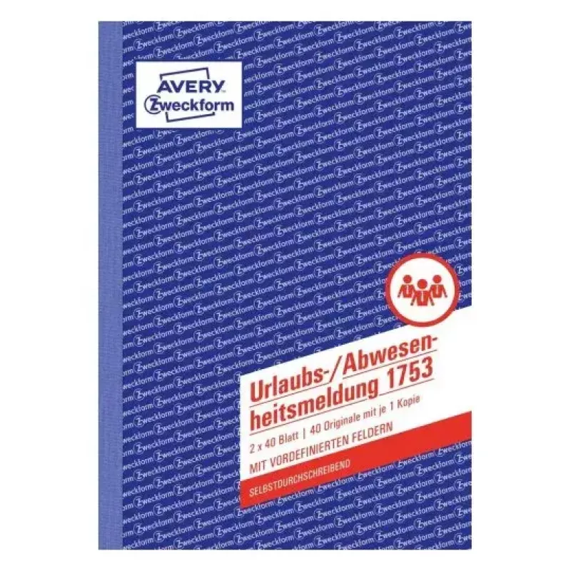 Verslo forma Avery 1753 A5 balta ir geltona, 40 lapų