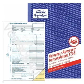Verslo forma Avery 1753 A5 balta ir geltona, 40 lapų