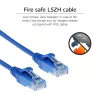 ACT Blue 1 m LSZH U/UTP CAT6 duomenų centro plonas pataisos kabelis su apsauga nuo užkliuvimo ir RJ45 jungtimis