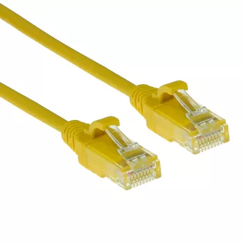 ACT Yellow 0.5 m LSZH U/UTP CAT6 duomenų centro plonas pataisinis kabelis su apsauga nuo užkabinimo ir RJ45 jungtimis