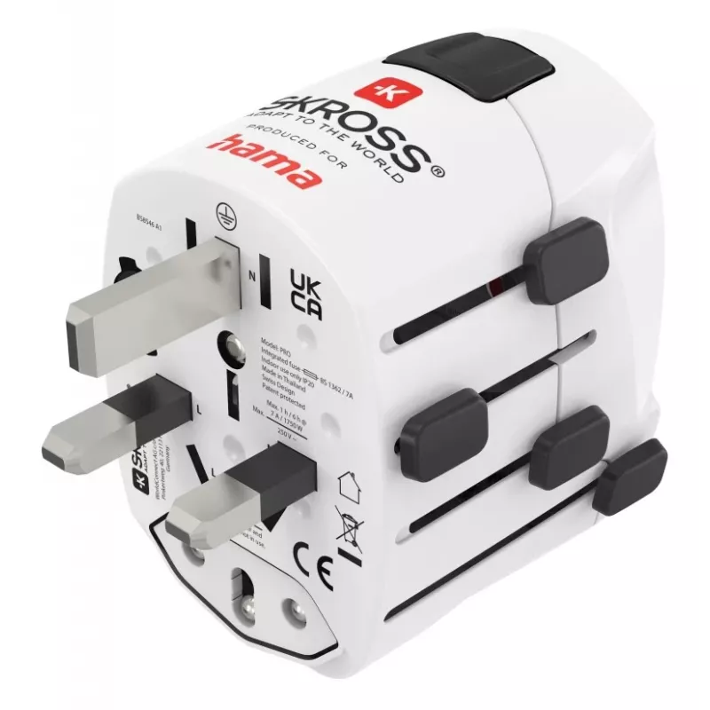 Hama World Travel Pro universalus kelioninis adapteris Type F baltas
