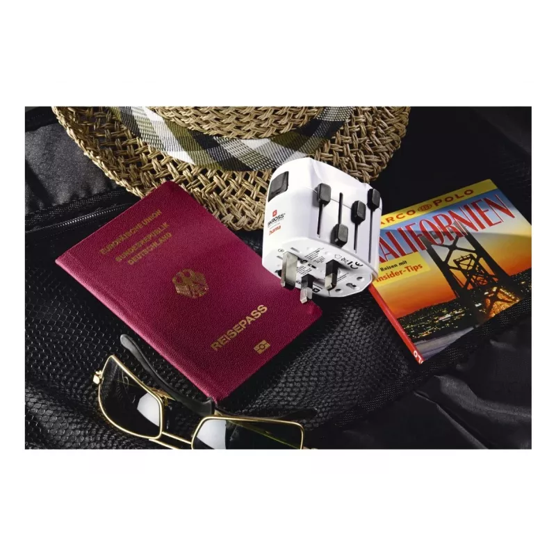 Hama World Travel Pro universalus kelioninis adapteris Type F baltas