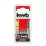 Suktuvų antgalių rinkinys KWB 128440 – 5 vnt., šešiakampiai (imperiniai) antgaliai, metriniai dydžiai 0,7; 0,9; 1,3; 1,5; 2 mm, 28 mm ilgio