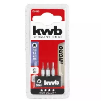 Atsuktuvų antgalių rinkinys KWB 128840 — 3 vnt., Torx (žvaigždės) antgaliai, 28 mm ilgio