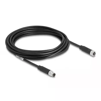 DeLOCK M8 3 kontaktų A-koduotas kabelis, kištukas į lizdą, PUR TPU, 5 m