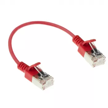 ACT Red 0,15 m LSZH U/FTP CAT6A plonas lizdinis pataisinis laidas su apsauga nuo užkabinimo ir RJ45 jungtimis