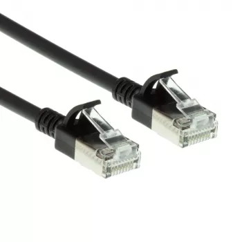 ACT Black 0,15 m LSZH U/FTP CAT6A plonas kabelis (juodas) su RJ45 kištukais, be užkabliukų
