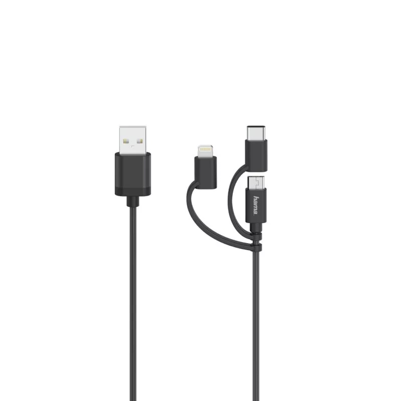 Hama 00200617 USB 2.0 laidas 0,75 m USB A / USB C / Micro USB A / Lightning juodas