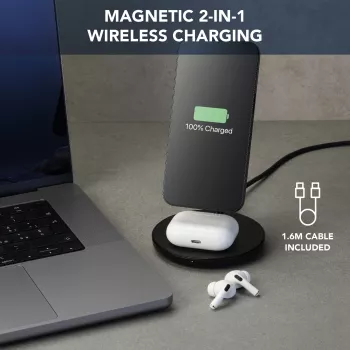 Cellularline Mag Duo Wireless Charger 2-in-1 belaidis įkroviklis Apple įrenginiams