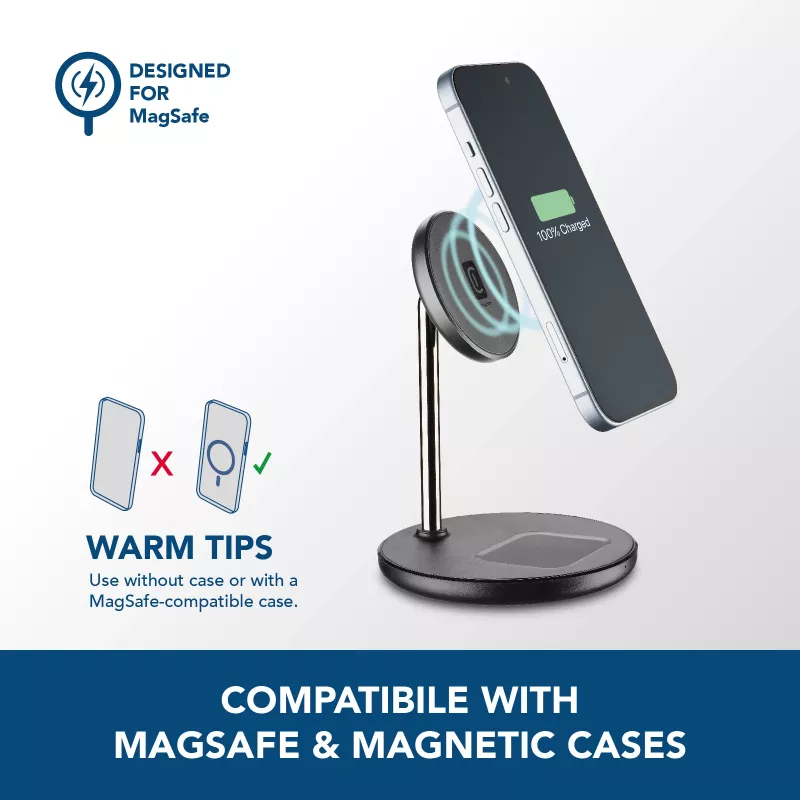 Cellularline Mag Duo Wireless Charger 2-in-1 belaidis įkroviklis Apple įrenginiams