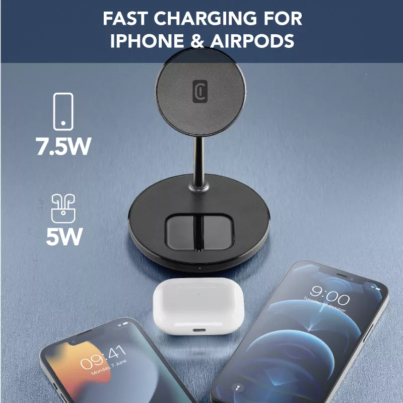 Cellularline Mag Duo Wireless Charger 2-in-1 belaidis įkroviklis Apple įrenginiams