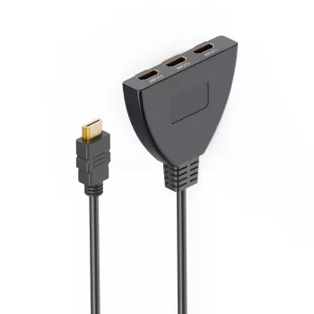 HDMI kabelis Hama 00205101, 0,55 m, HDMI 2.0, 1× kištukas į 3× lizdą, juodas