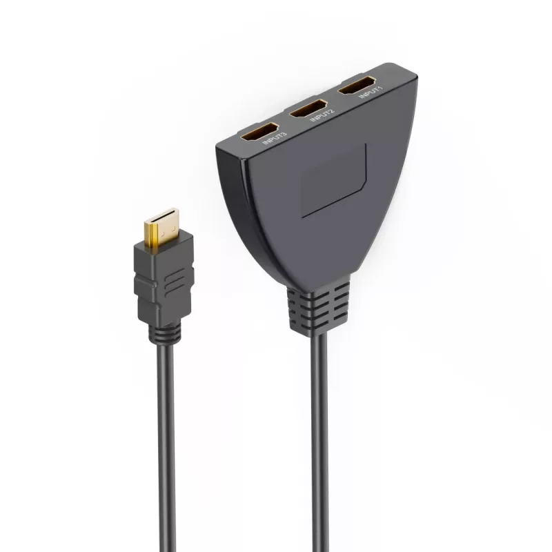 HDMI kabelis Hama 00205101, 0,55 m, HDMI 2.0, 1× kištukas į 3× lizdą, juodas