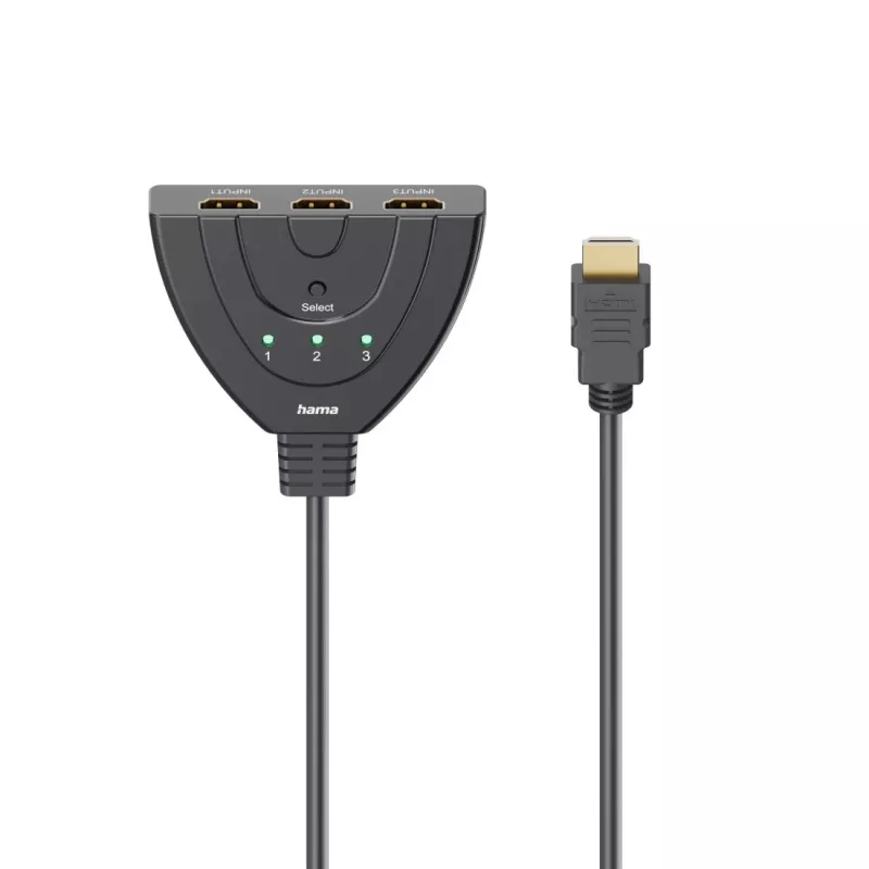 HDMI kabelis Hama 00205101, 0,55 m, HDMI 2.0, 1× kištukas į 3× lizdą, juodas