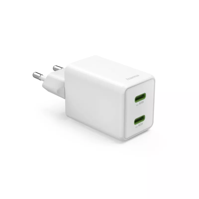 Hama 00201989 Greitasis 40W USB-C įkroviklis su GaN technologija, baltas