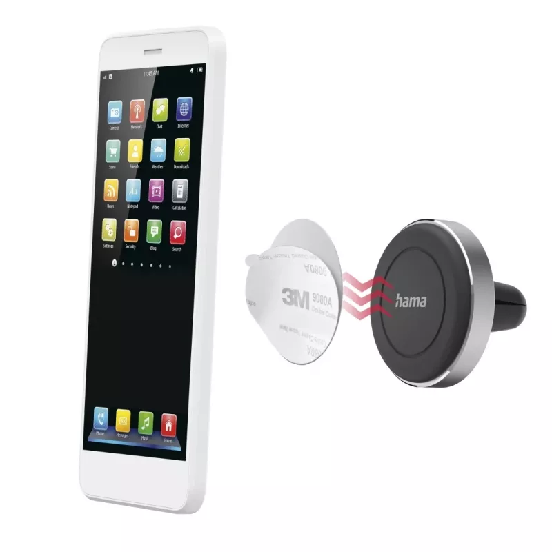 Laikiklis Hama Magnet pasyvus mobiliesiems telefonams / išmaniesiems telefonams, juodas, sidabrinis