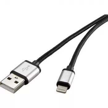 Lightning laidas Renkforce RF-4683966 3 m, juodas, sidabrinis
